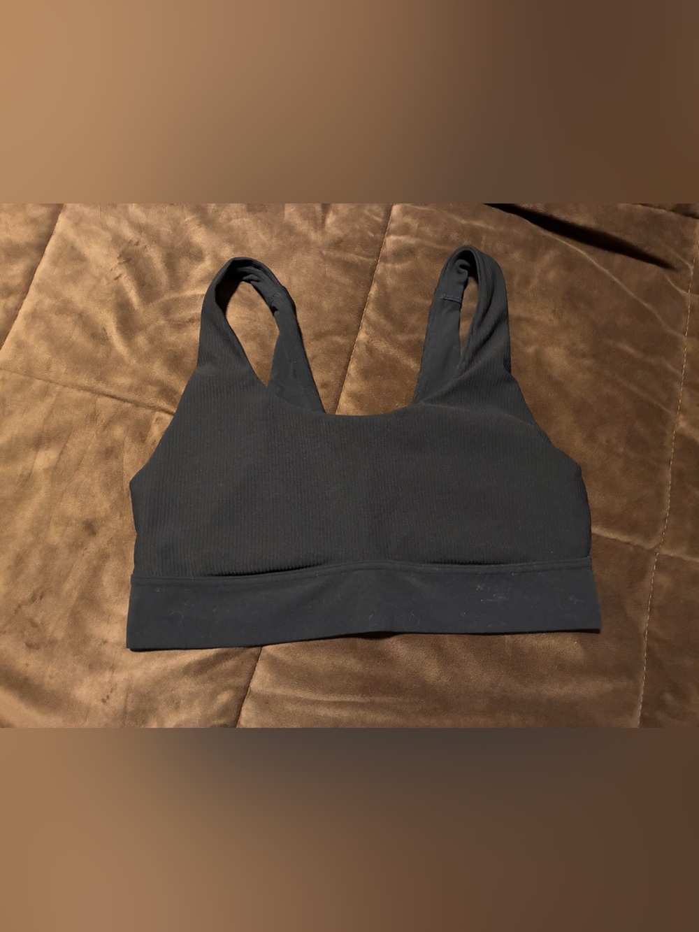 Athleta Black Ribbed Wireless Sports Bra, size medium, no pads included